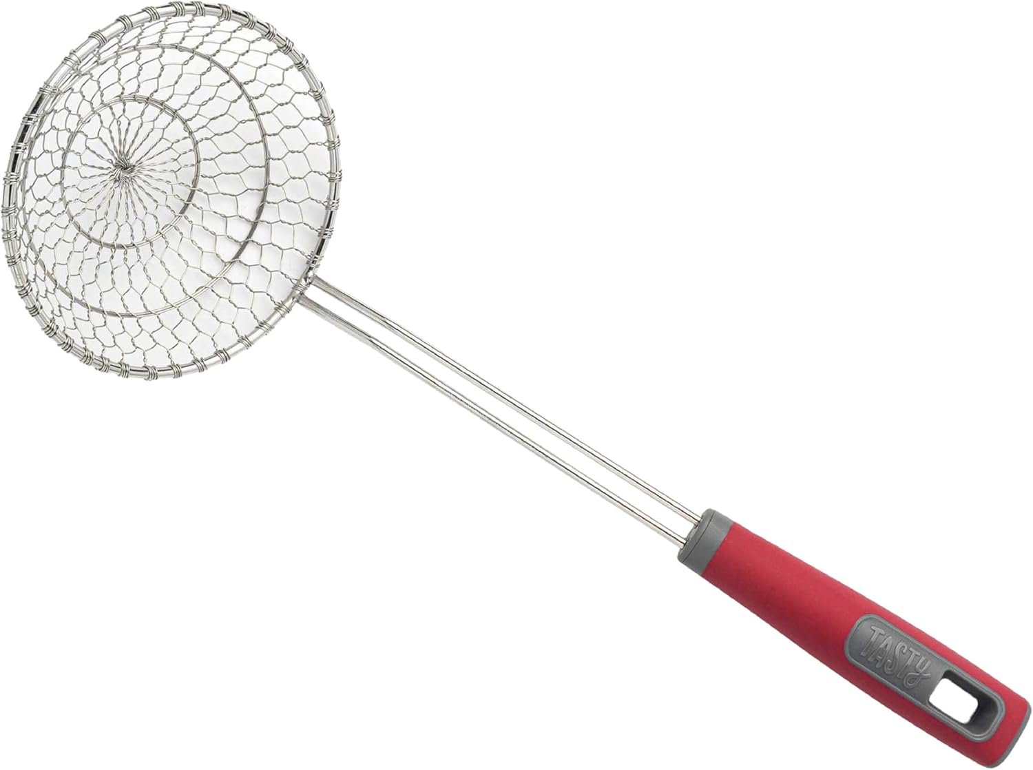 Stainless Steel Wire Skimmer Spoon | Round Strainer Ladle with Comfort Grip Handle for Frying, Scooping & Serving