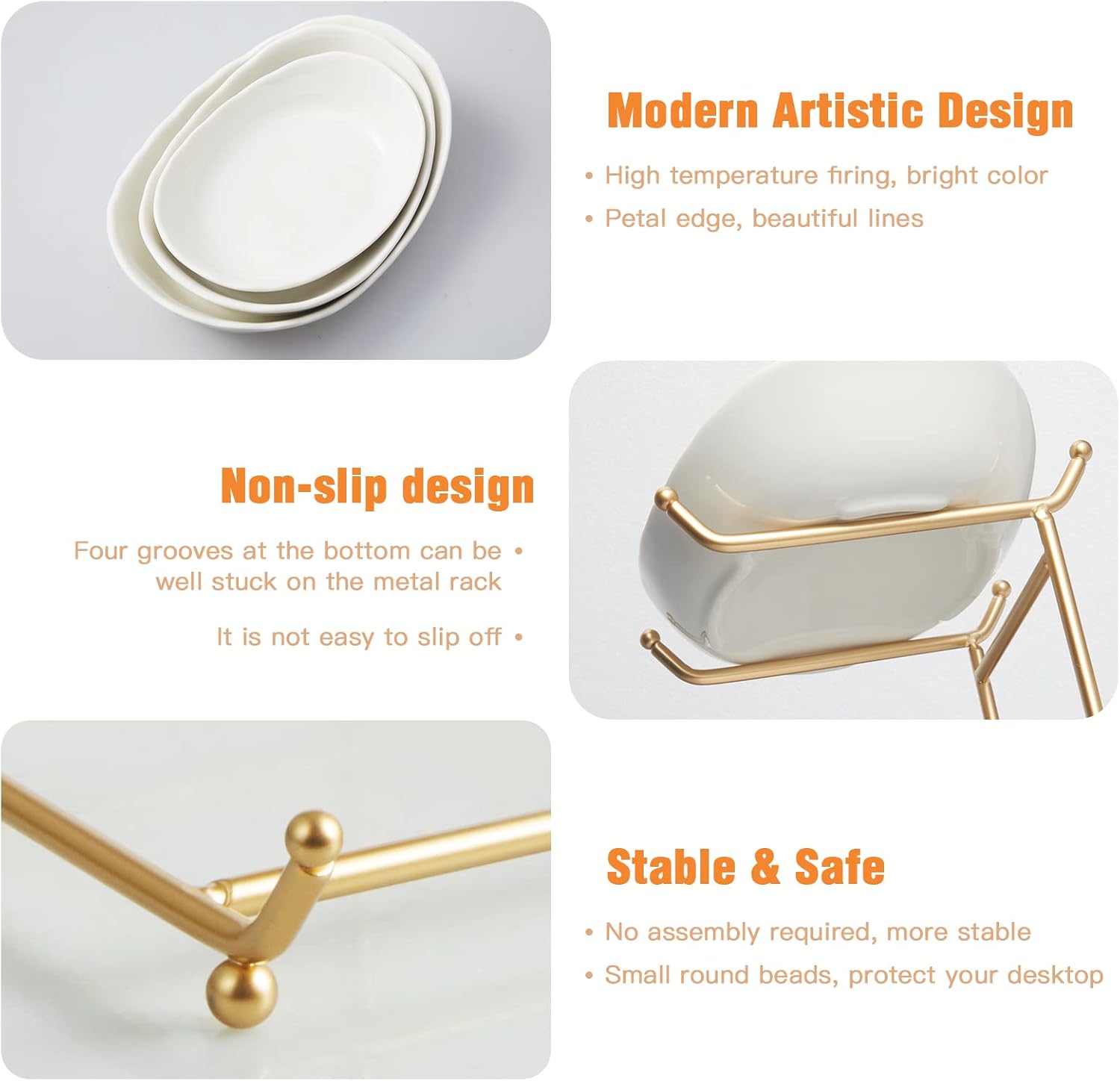 Modern Two-Tier Ceramic Fruit Bowl | Gold & White Countertop Fruit Basket Stand for Kitchen and Dining Table