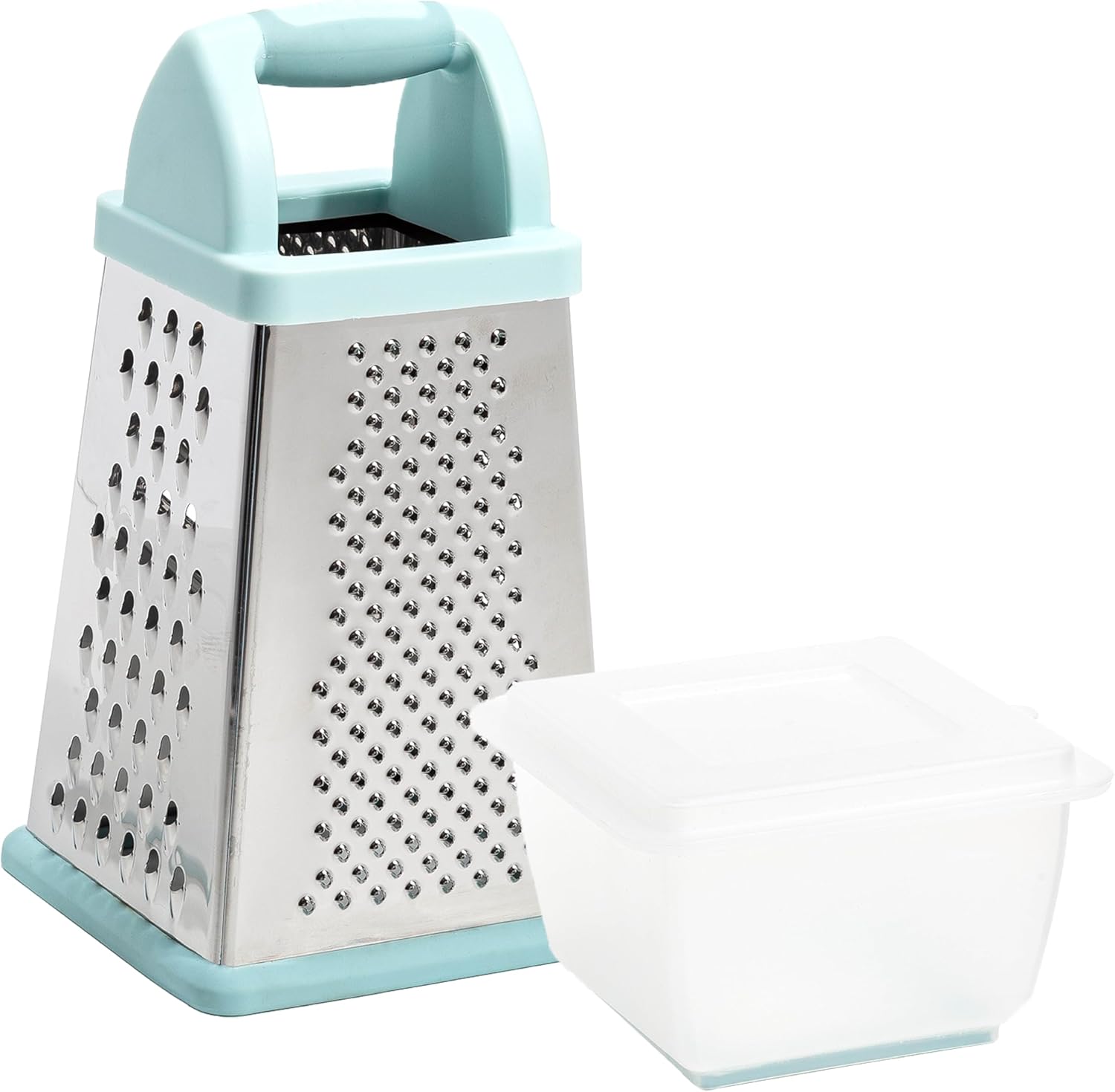 4-Sided Stainless Steel Box Grater with Storage Container & Lid | Multi-Use Cheese and Vegetable Grater