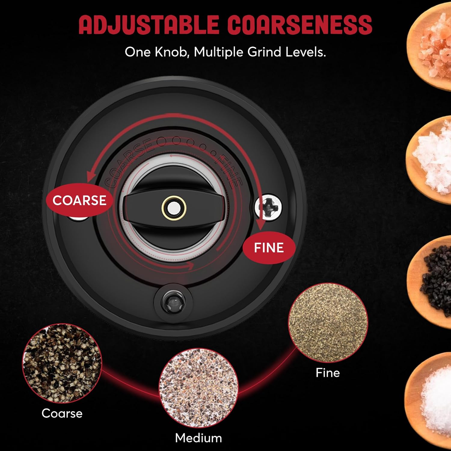 Electric Salt and Pepper Grinder Set | Stainless Steel Battery-Operated Mills with Adjustable Coarseness & LED Light (2-Pack)